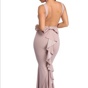 Lavender open back ruffle dress